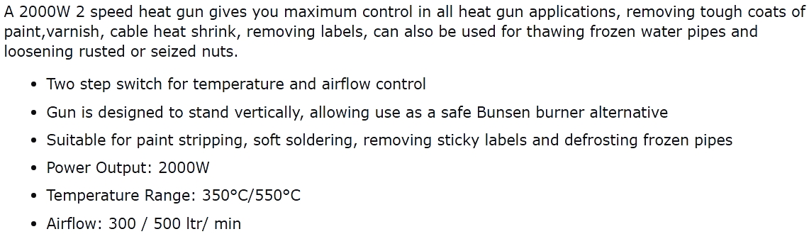 אקדח אוויר חם היינהל איינהל EINHELL TH-HA 2000 TEXT